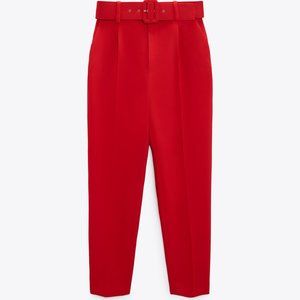 ZARA  PANTS WITH FABRIC-COVERED BELT